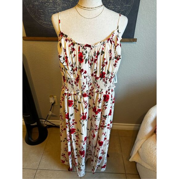 NWT Old Navy Roses Sleeveless Fit Flare Smocked Midi Cami Dress Size XXL 763362 - Picture 2 of 12